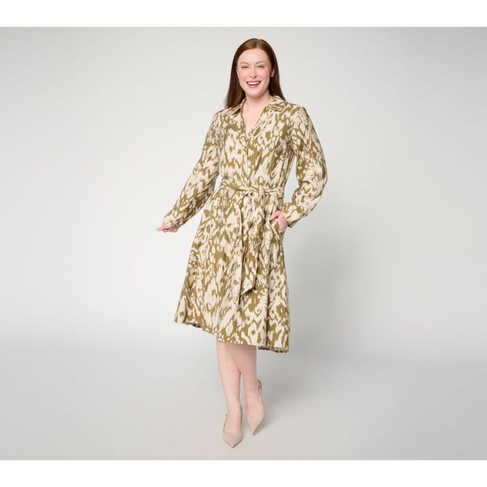 Dennis Basso Women's Dress Sz S Make Your Selection: Drapy Ikat Green
